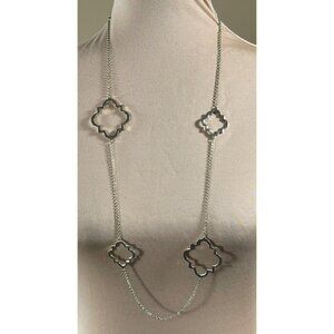 Long Necklace Gold Tone Statement Fashion Chain Open Medallion